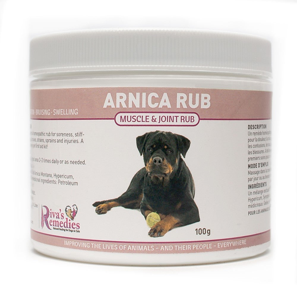 Arnica Rub is a soothing homeopathic rub for dogs and cats with soreness, swellings, inflammation or bruising. It is a safe and effective remedy for immediate relief. It also speeds up the healing process. OnTotalWellness distributing for Ontario 