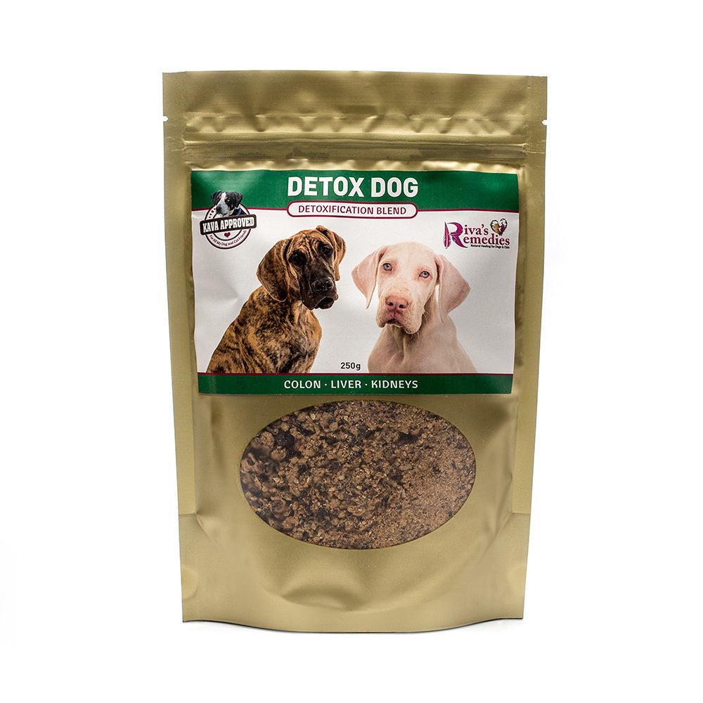 Detox Dog is a very specific herbal blend used for dogs that show signs of toxicity such as joint inflammation, chronic skin conditions, poor hair coat, and low energy. This product is great for dogs that have had diets consisting of low-quality kibble or have had a history of prescription medication use. OnTotalWellness distributor for Ontario  