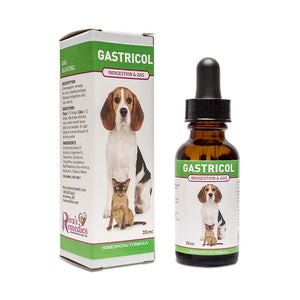 Gastricol is a safe, fast-acting homeopathic liquid for dogs and cats with gas, bloating or upset stomach. It is great for pets that get sick after they eat something they shouldn't. OnTotalWellness distributing for Ontario 