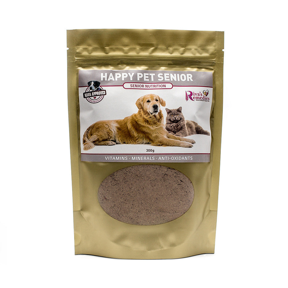 Happy Pet Senior is specifically formulated to support your dog or cat through the golden years. It is the most natural, plant-based choice on the market for a mineral and vitamin supplement. It is packed full of natural nutrition that is easily absorbed. It improves mental clarity, focus, bright eyes and a shiny coat. OnTotalWellness distributor for Ontario 