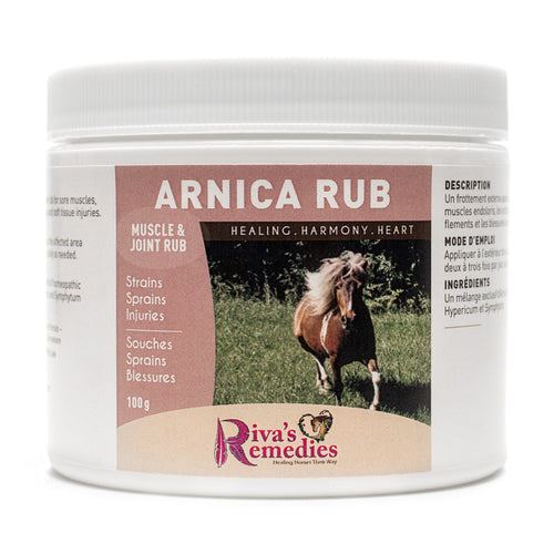 Arnica Rub for Horses is a soothing external rub for sore muscles, bruising, swellings and soft tissue injuries. It is a proprietary blend of homeopathic Arnica, Hypericum and Symphytum . OnTotalWellness is shipping locally from Ontario 