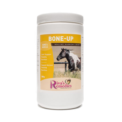 Bone-Up For Horses is an easy to absorb nutritional blend to support bones, joints, cartilage, connective tissue and muscles. It promotes the healthy function of the musculoskeletal system and aids in the recovery of injuries.  Beneficial for: Joint Support, Mobility, injury recovery, and Nutrition. Distributed by OnTotalWellness in Ontario