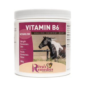Vitamin B-6 is beneficial for blood sugar regulation, metabolic horses, and joint support. OnTotalWellness distributing for Ontario 